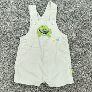 Lullaby Club 3M Baby Overalls Frog Applique‎ Romper One Piece Beige Outfit